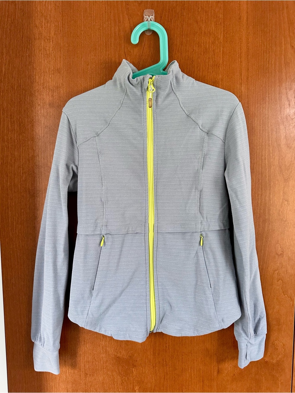 Triple Flip Light Gray Zip-Up Jacket with Neon Yellow Accents